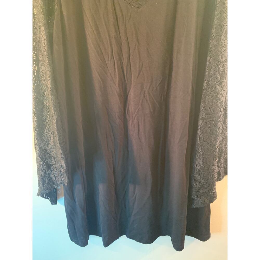 ROAMAN’S Women’s Black Top with Lace Sleeves / Size: 14-16 - Picture 6 of 8
